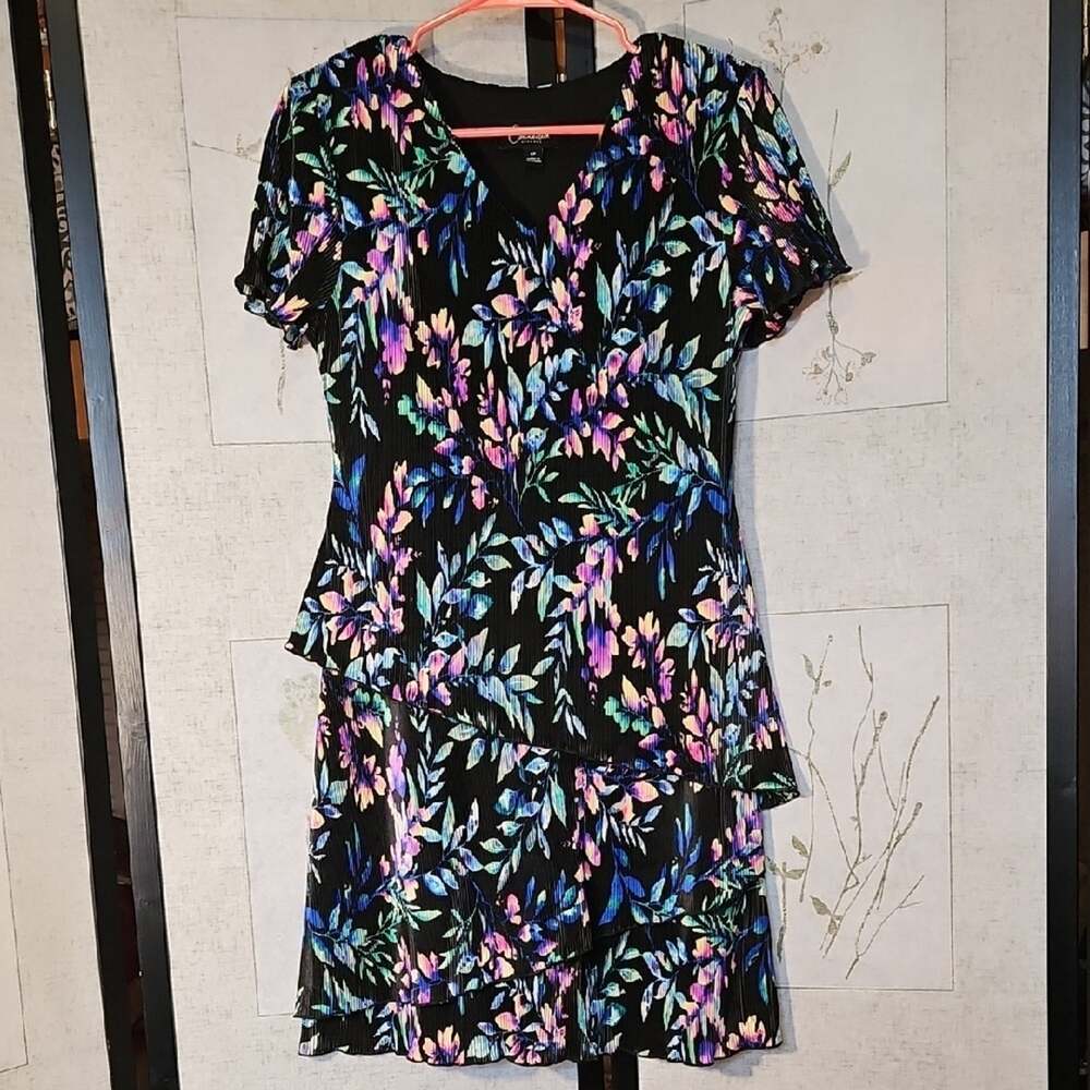 Black Mini Dress with Flutter Sleeves and V-Neck for Cocktail